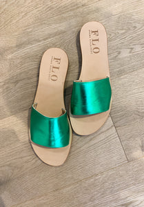 FLO slipper groen metallic