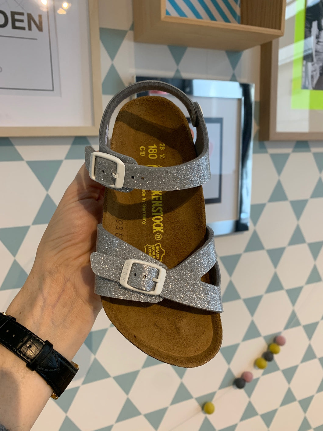 BIRKENSTOCK rio sandaal zilver glitter