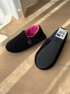 ISOTONER pantoffel zwart velour fuxia