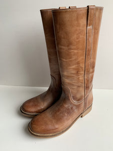 MIKKI laars camel ruig leder