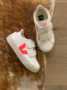 VEJA sneaker 2 velcro wit fluo roze