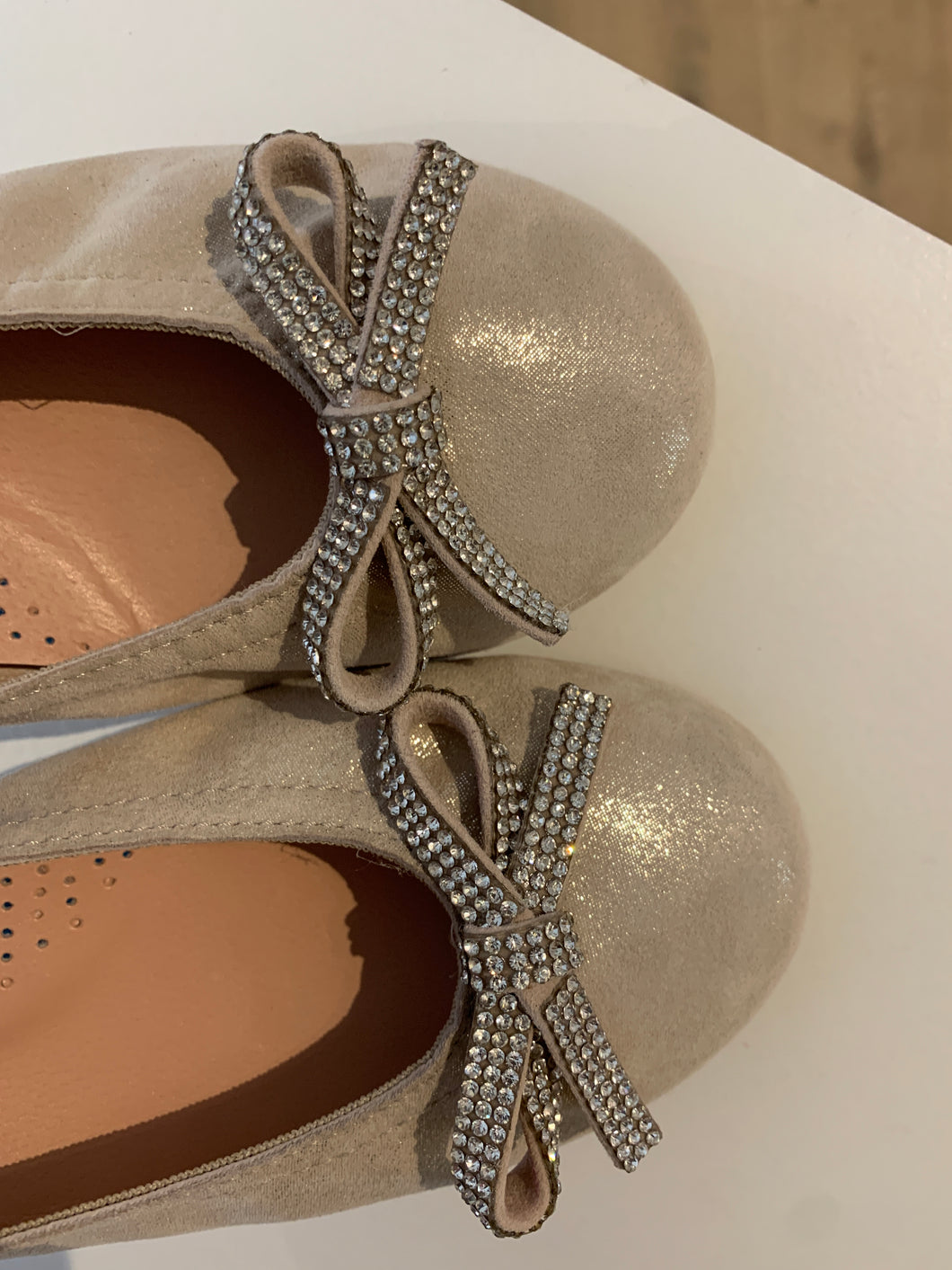 BACI ballerina beige glitterstrik