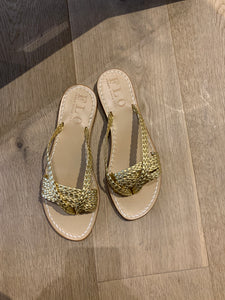 FLO slipper goud vlechtjes