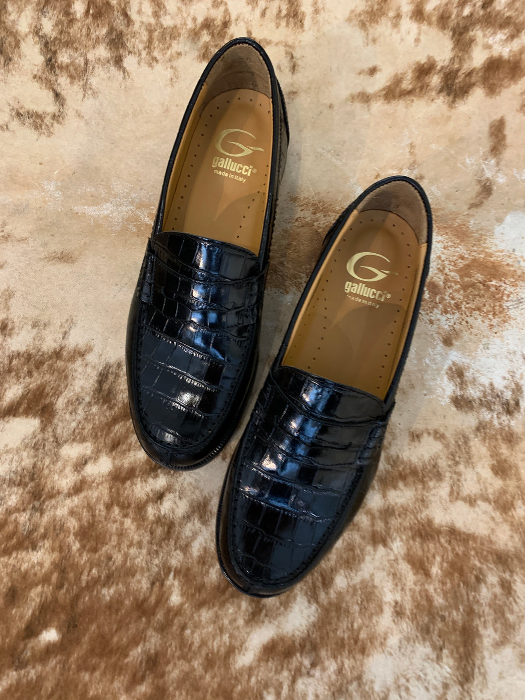 GALLUCCI mocassin croco zwart