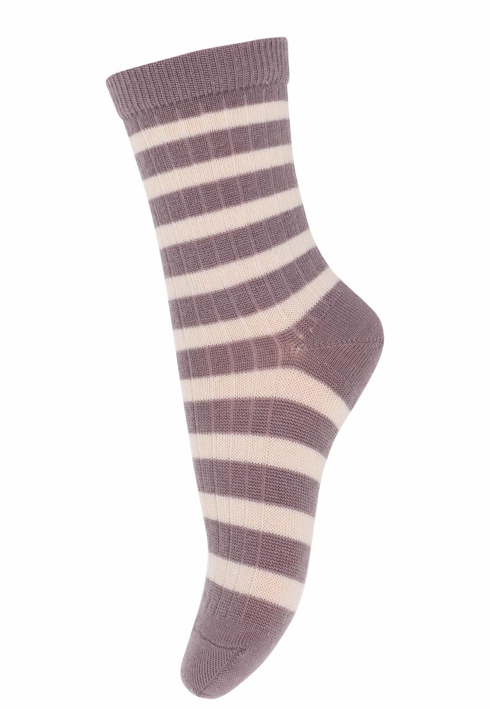 MP DENMARK streep kous wol dark purple dove